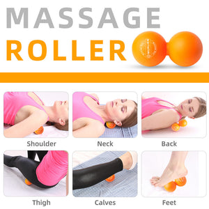MURLIEN Peanut Massage Ball, Double Lacrosse Ball for Myofascial Release, Trigger Point Therapy, Sore Muscle Relief Massager, Alleviating Neck, Shoulder, Back, Legs, Foot or Muscle Tension - Orange