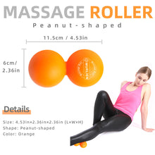 Load image into Gallery viewer, MURLIEN Peanut Massage Ball, Double Lacrosse Ball for Myofascial Release, Trigger Point Therapy, Sore Muscle Relief Massager, Alleviating Neck, Shoulder, Back, Legs, Foot or Muscle Tension - Orange