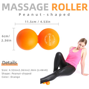 MURLIEN Peanut Massage Ball, Double Lacrosse Ball for Myofascial Release, Trigger Point Therapy, Sore Muscle Relief Massager, Alleviating Neck, Shoulder, Back, Legs, Foot or Muscle Tension - Orange