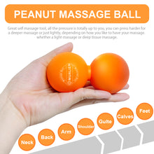 Load image into Gallery viewer, MURLIEN Peanut Massage Ball, Double Lacrosse Ball for Myofascial Release, Trigger Point Therapy, Sore Muscle Relief Massager, Alleviating Neck, Shoulder, Back, Legs, Foot or Muscle Tension - Orange