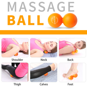 MURLIEN Peanut Massage Ball, Double Lacrosse Ball for Myofascial Release, Trigger Point Therapy, Sore Muscle Relief Massager, Alleviating Neck, Shoulder, Back, Legs, Foot or Muscle Tension - Orange