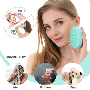MURLIEN Scalp Massaging Shampoo Brush, Manual Head Scalp Massager, Scalp Care Brush with Flexible Silicone Bristles for Scalp Relax and Hair Clean - Green
